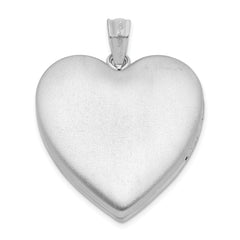 Sterling Silver Rhodium-plated 24mm Satin Enameled & Diamond Cut  Rose Locket