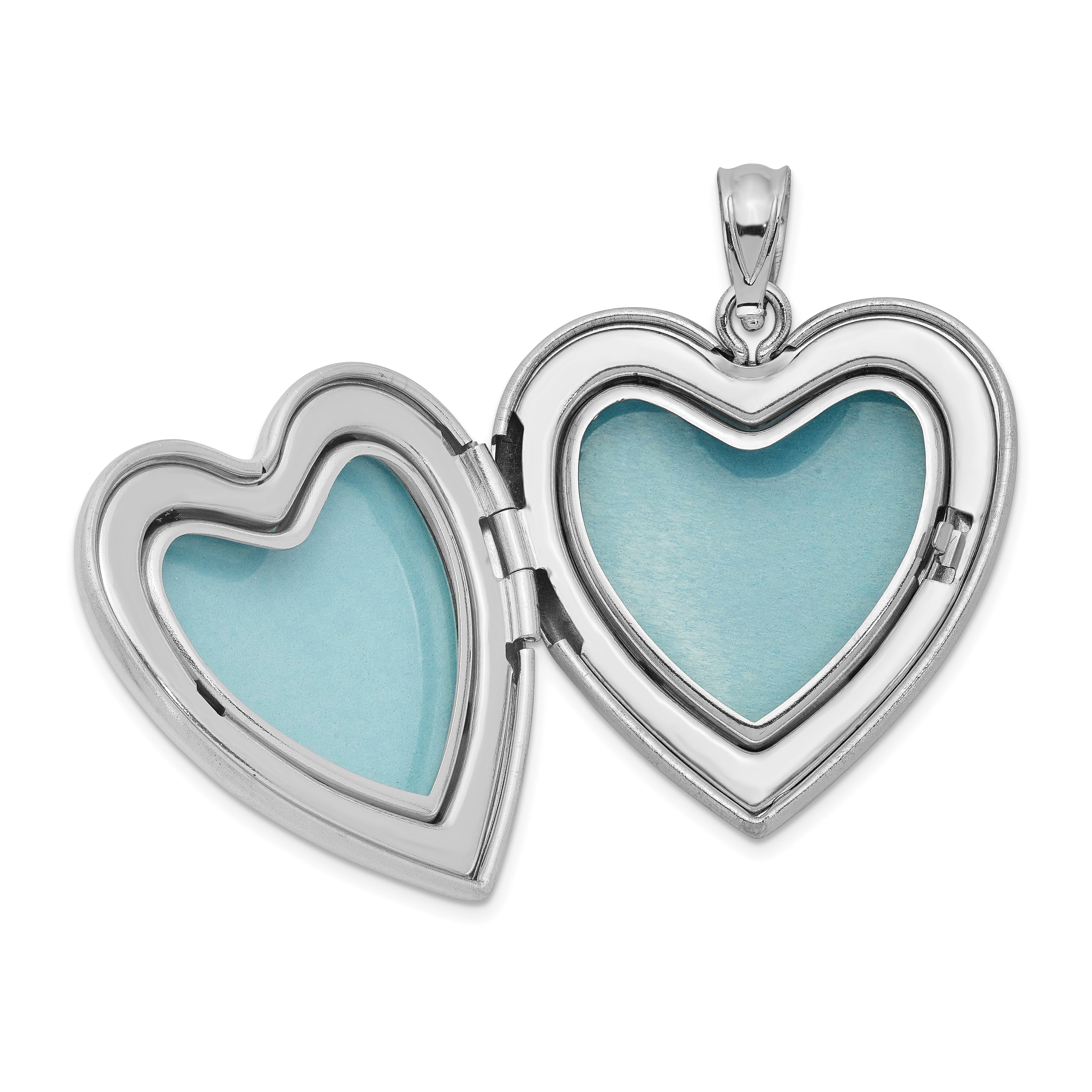 Sterling Silver Rhodium-plated 24mm Satin Enameled & Diamond Cut  Rose Locket