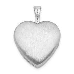 Sterling Silver Rhodium-plated 16mm Enameled & Diamond Cut  Love Heart Locket