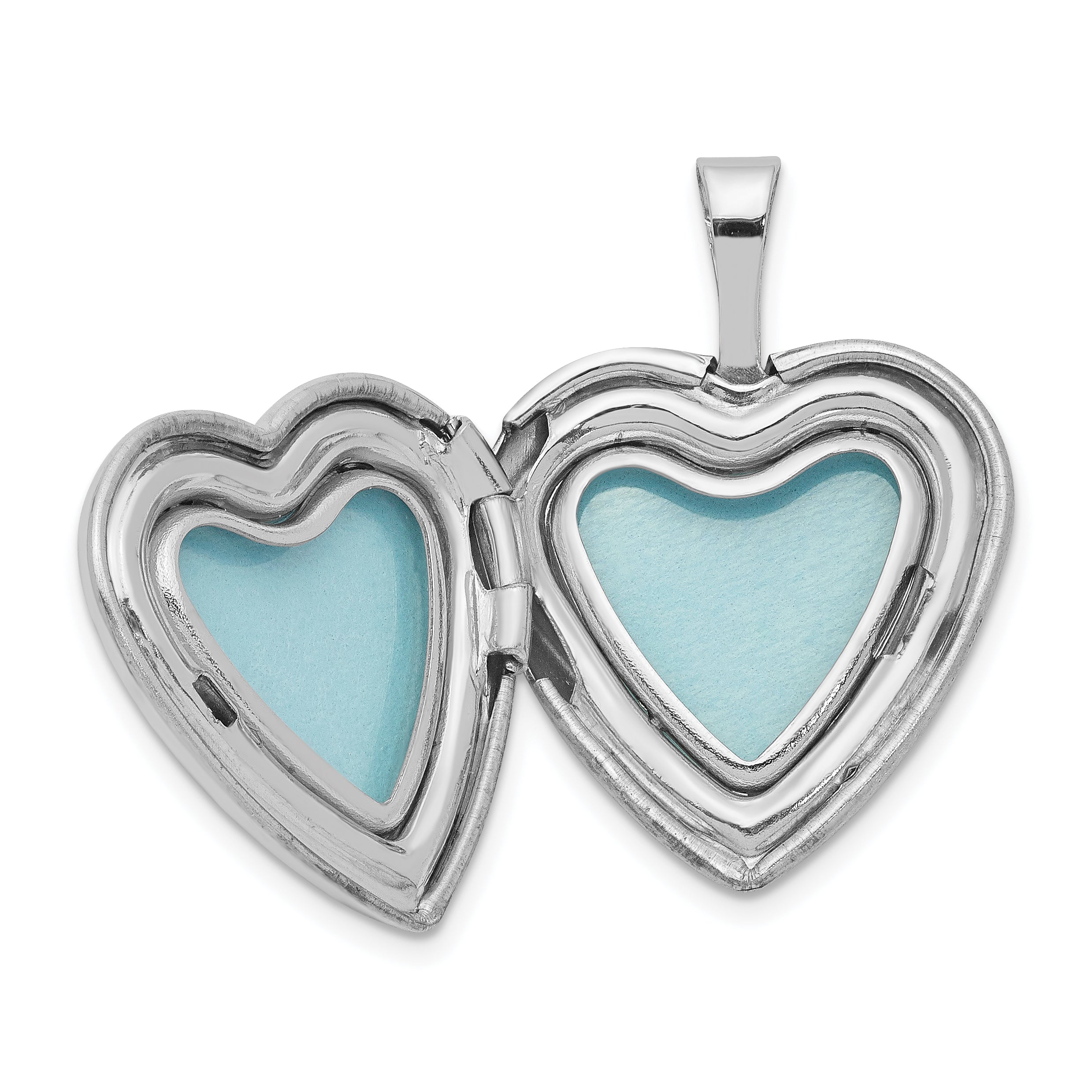 Sterling Silver Rhodium-plated 16mm Enameled & Diamond Cut  Love Heart Locket