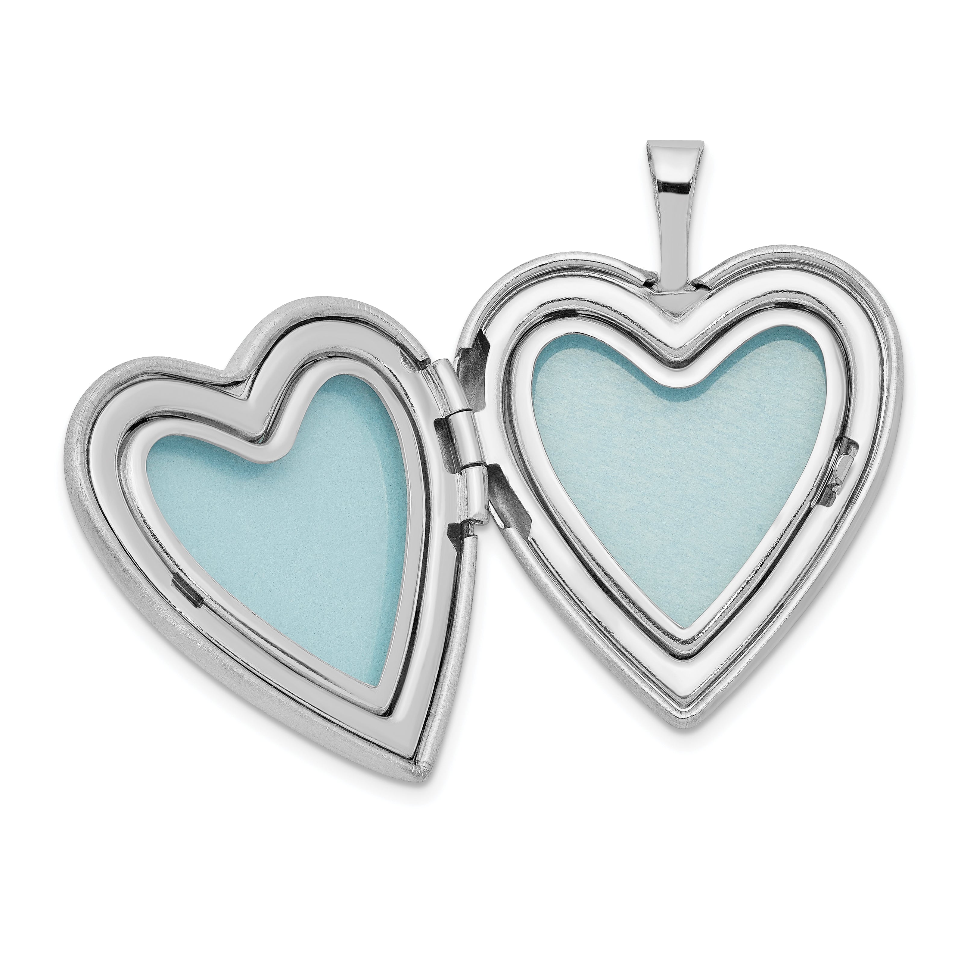 Sterling Silver Rhod-plated Polished/Satin 20mm Forever in my Heart Locket