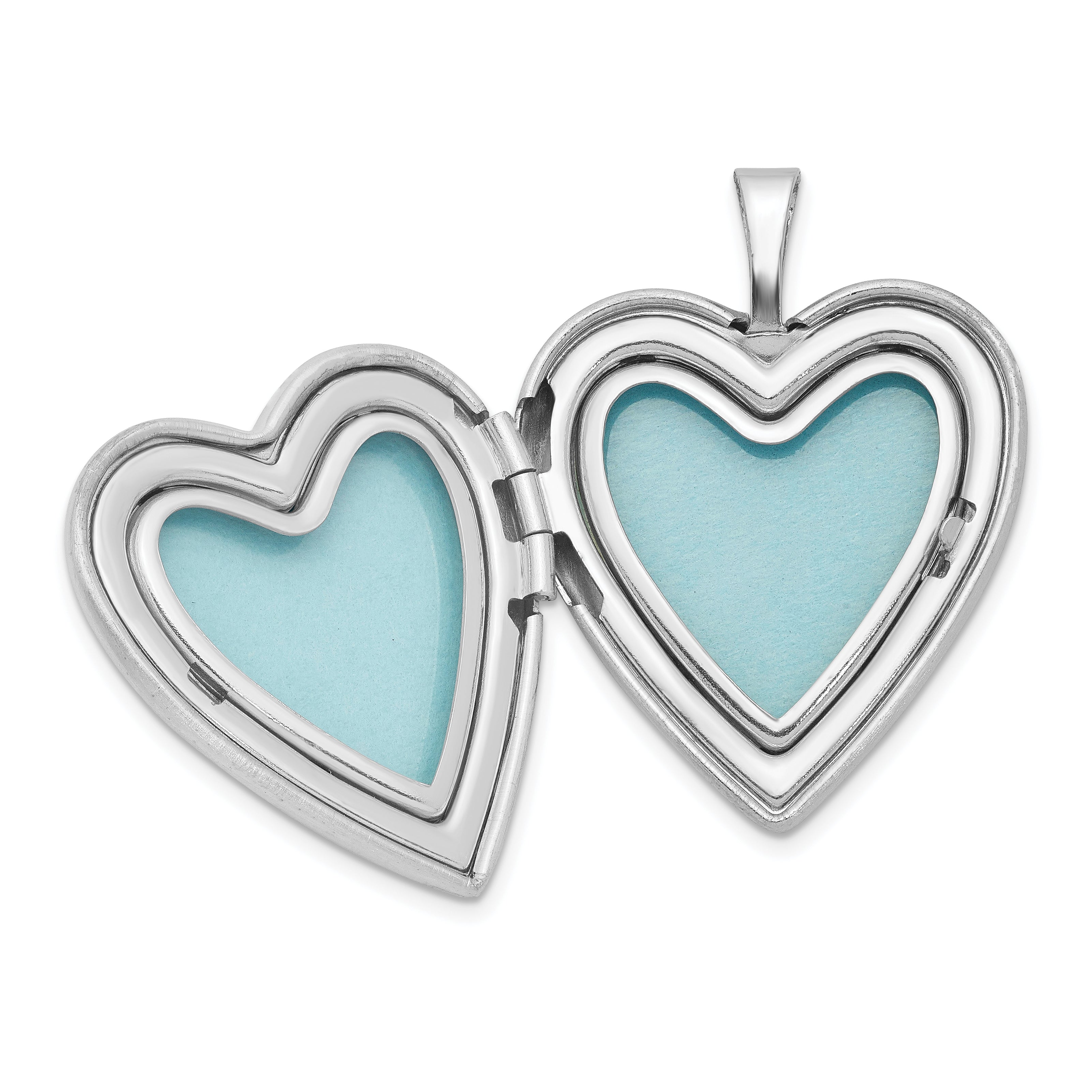 Sterling Silver Rhodium-plated 20mm Diamond Cut  & Enameled Love Heart Locket