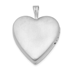 Sterling Silver Rhodium-plated 20mm Diamond Cut  Heart Locket