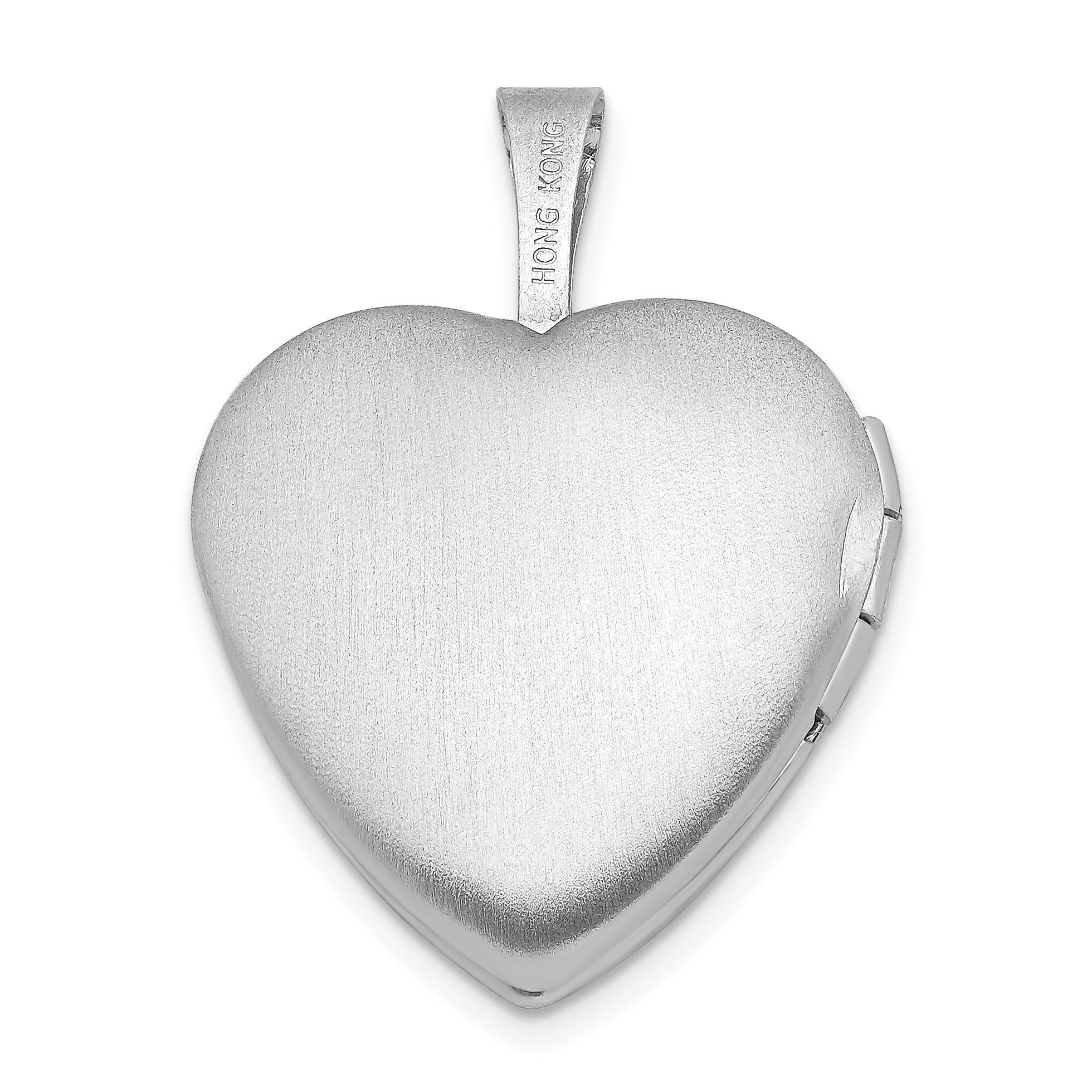 Sterling Silver Rhodium-plated Satin & Diamond Cut  Diamond Star Heart Locket