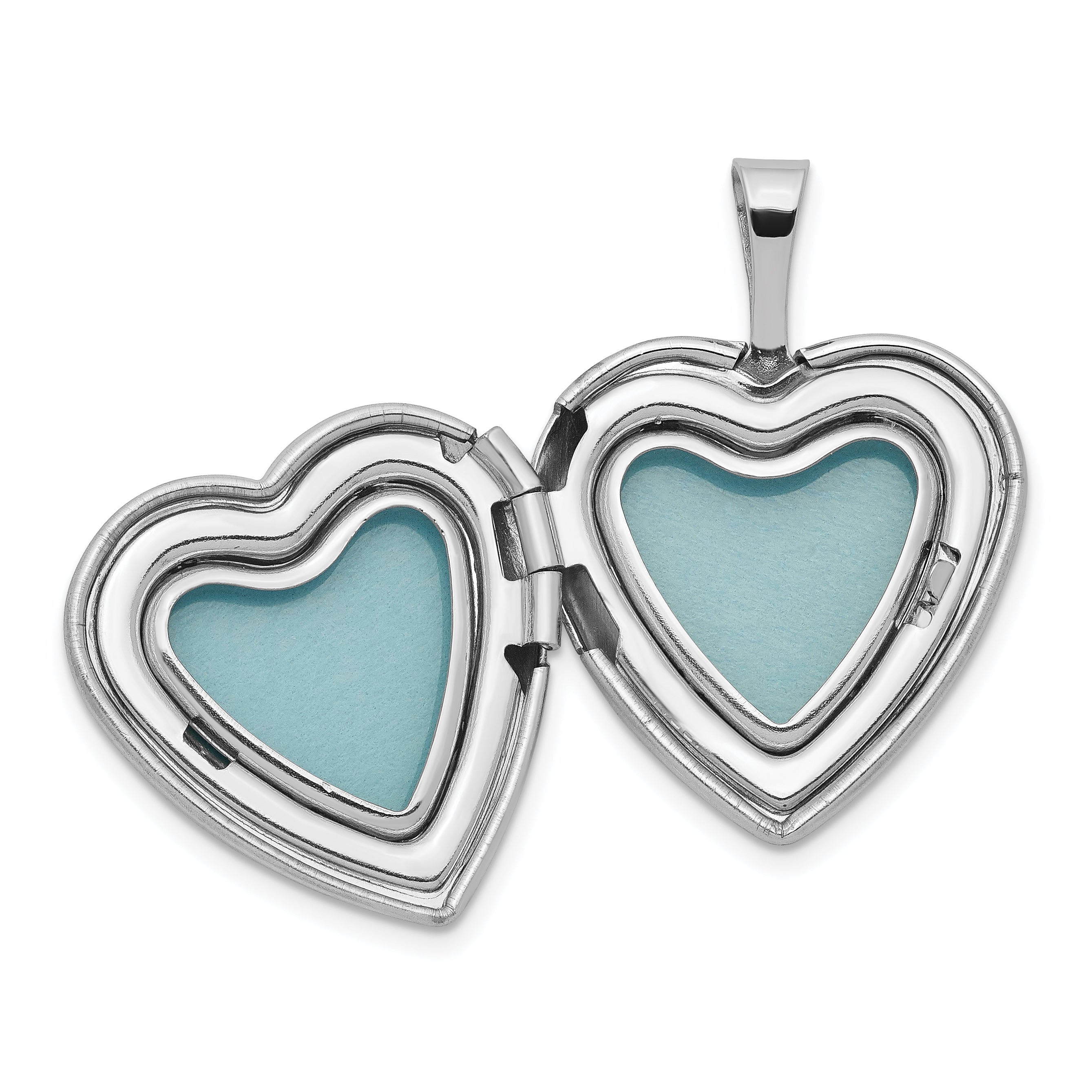 Sterling Silver Rhodium-plated Satin & Diamond Cut  Diamond Star Heart Locket