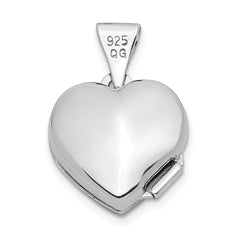 Sterling Silver Rhodium-plated & Diamond 20mm Diamond Cut  Heart Locket