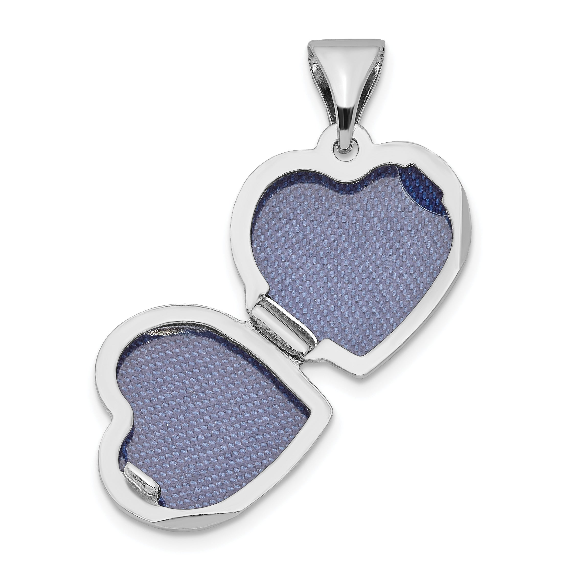 Sterling Silver Rhodium-plated & Diamond 20mm Diamond Cut  Heart Locket