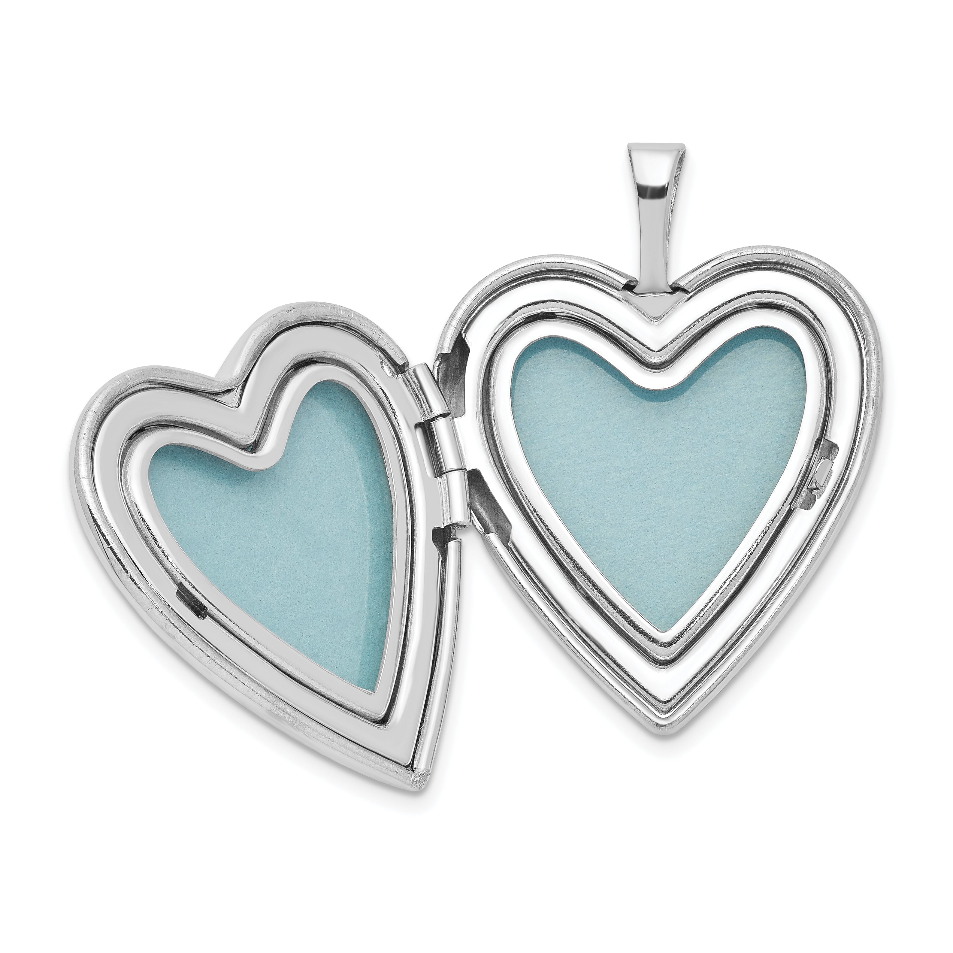 Sterling Silver Rhodium-plated 20mm Textured Daisies Heart Locket