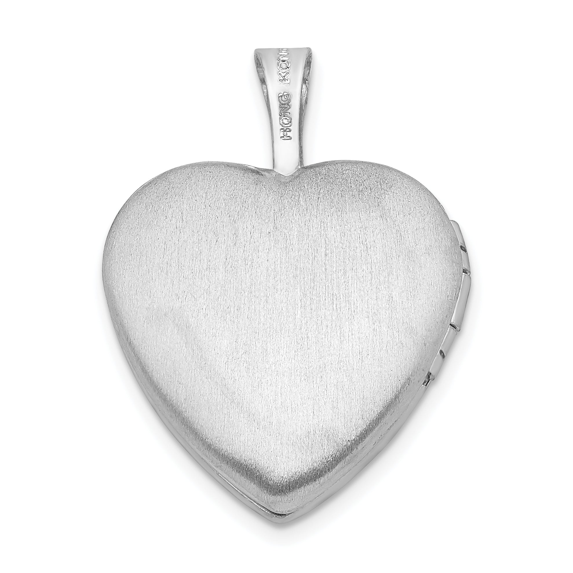 Sterling Silver Rhod-plated Polished/Satin Diamond 16mm Diamond Cut  Heart Locket