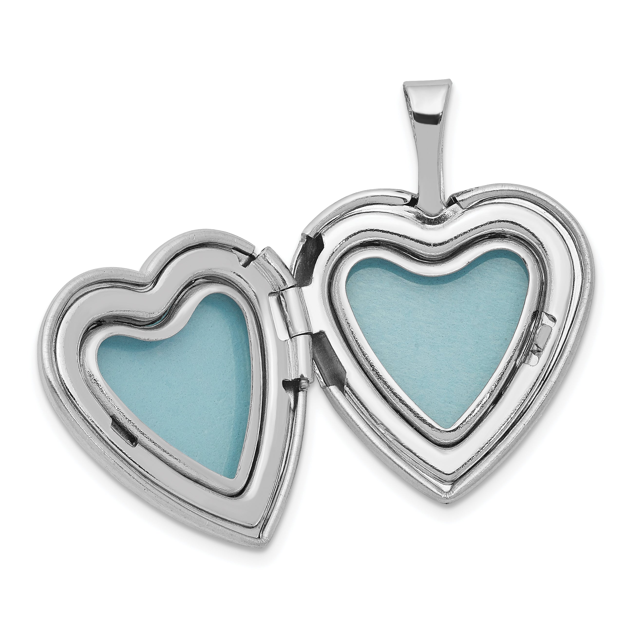 Sterling Silver Rhod-plated Polished/Satin Diamond 16mm Diamond Cut  Heart Locket