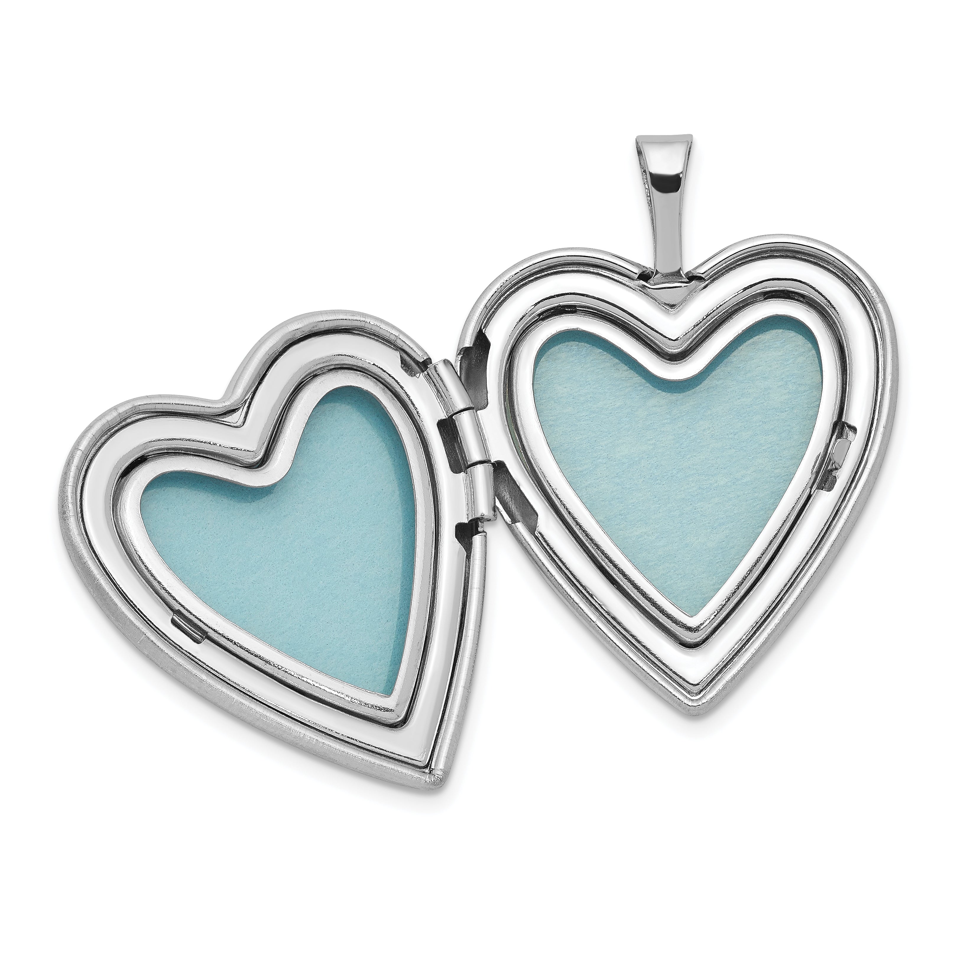 Sterling Silver Rhodium-plated Polished & Satin Enameled Butterfly Heart 18in Locket Necklace and 14in Pendant Necklace Set