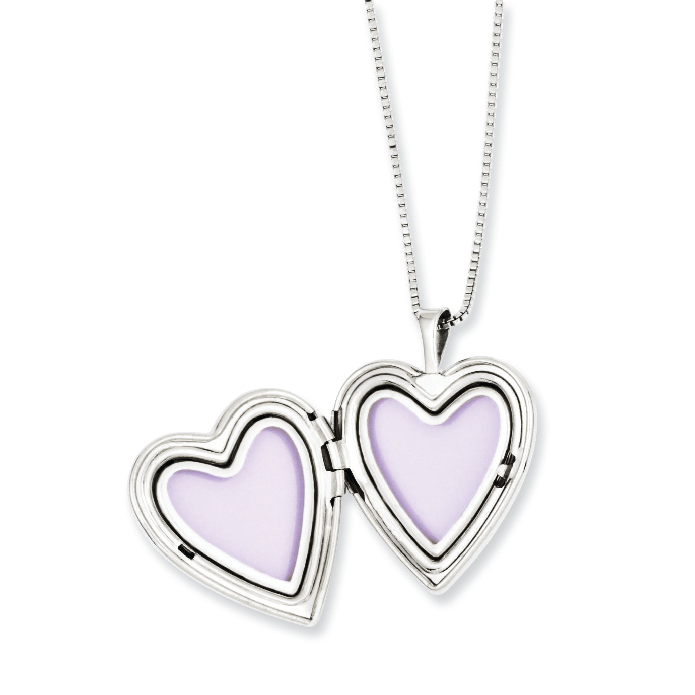 Sterling Silver Rhodium-plated Polished & Satin Heart 18in Locket Necklace & 14in Pendant Necklace Set