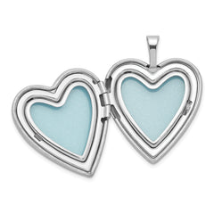 Sterling Silver Rhodium-plated Polished/Satin Enameled Rose Heart 18in Locket Necklace & 14in Pendant Necklace Set