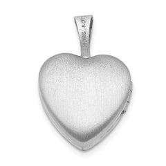 Sterling Silver Rhodium-plated & Diamond Star Polished 12mm Heart Locket