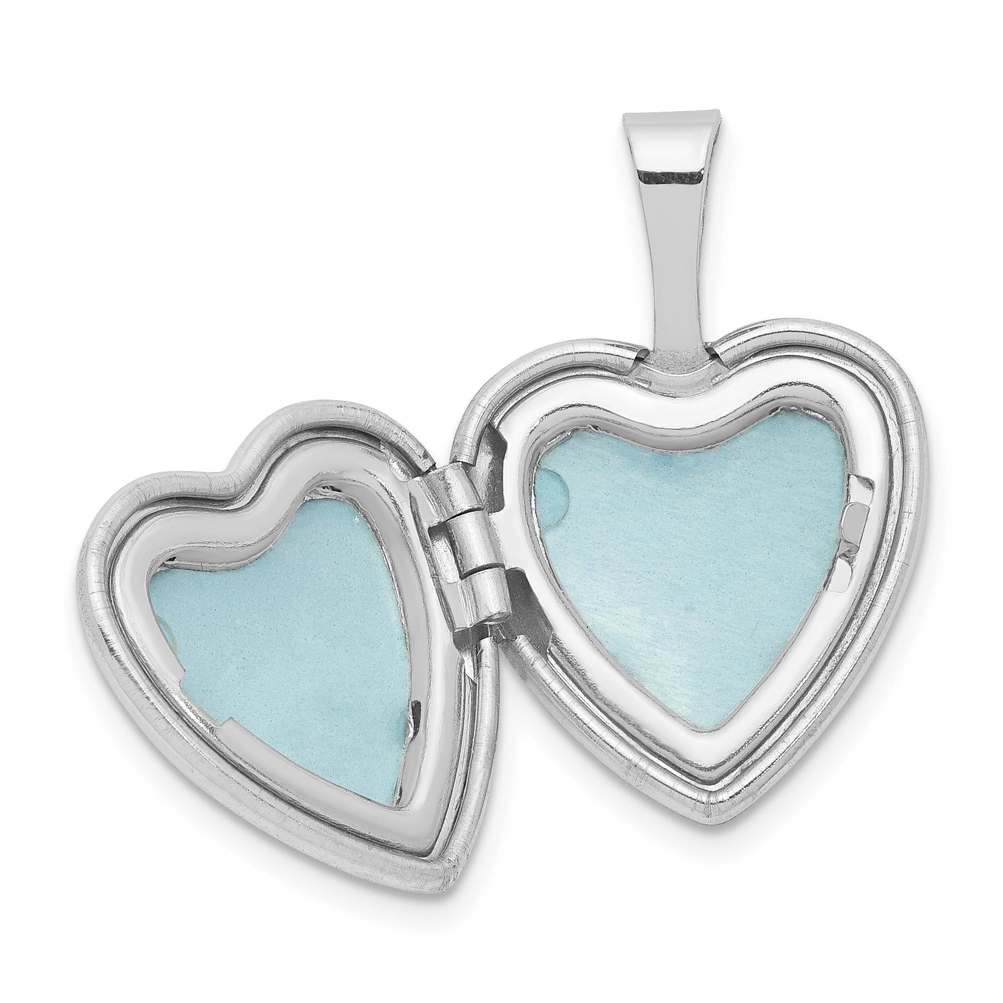 Sterling Silver Rhodium-plated & Diamond Star Polished 12mm Heart Locket