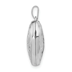 Sterling Silver Rhodium-plated Scrolled Reversible Heart Locket