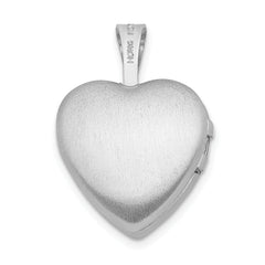 Sterling Silver Rhodium-plated Butterflies 12mm Heart Locket