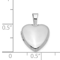 Sterling Silver Rhodium-plated Polished 12mm Heart Locket