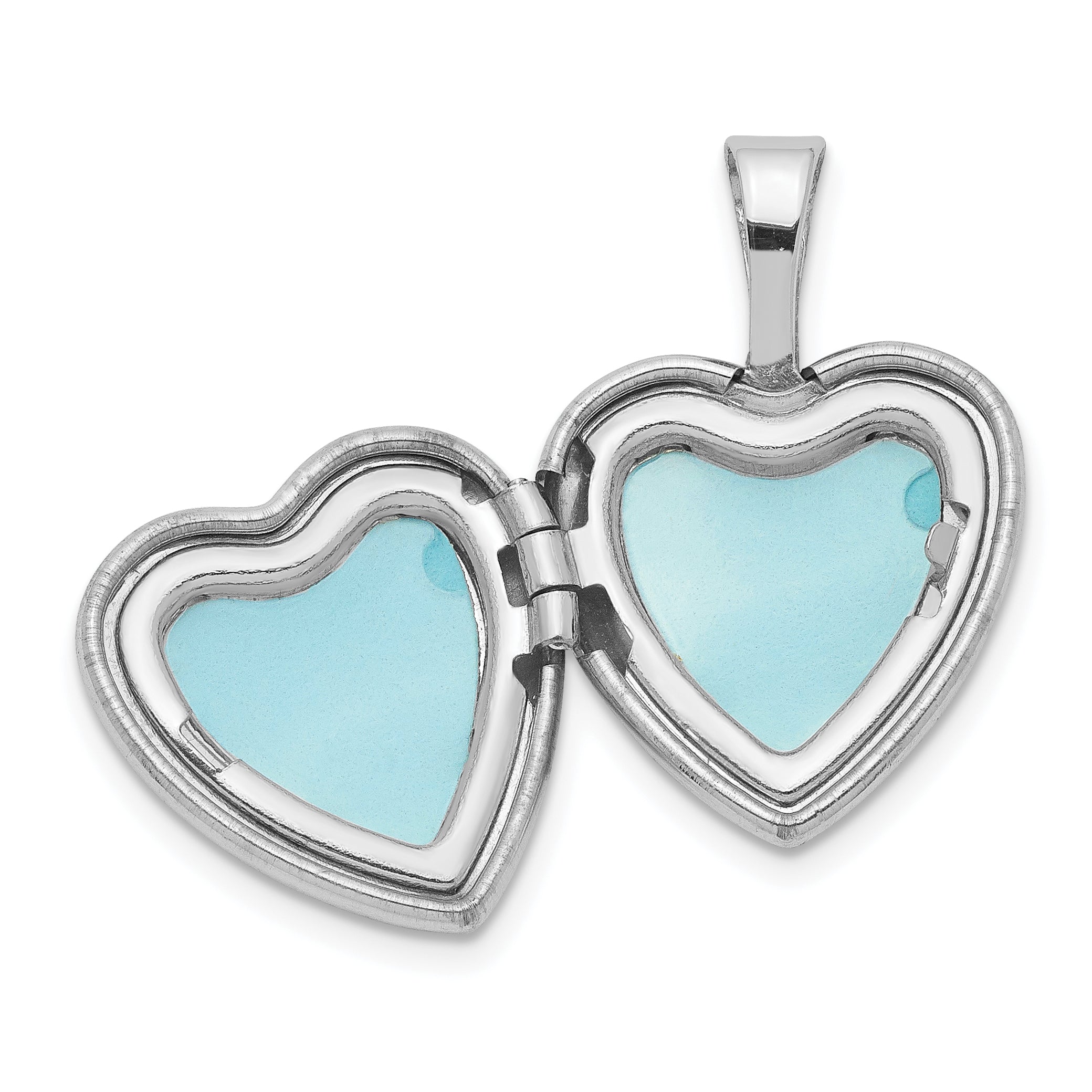 Sterling Silver Rhodium-plated Twisted Border 12mm Heart Locket