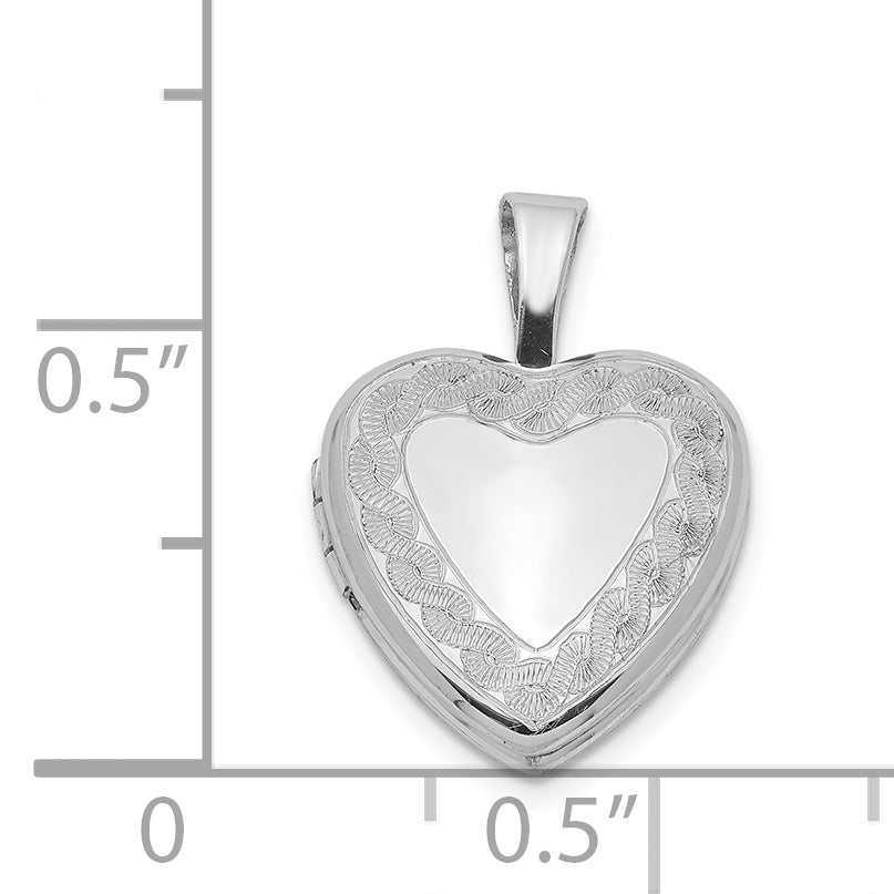 Sterling Silver Rhodium-plated Twisted Border 12mm Heart Locket