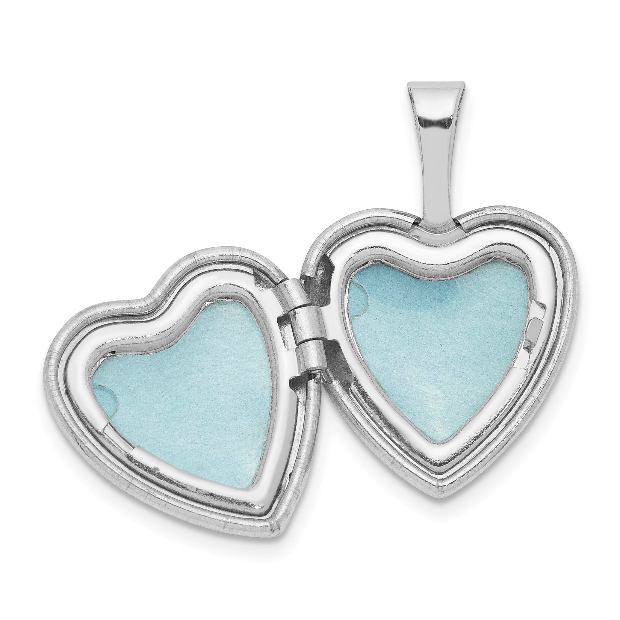 Sterling Silver Rhodium-plated & Diamond Sister Heart 12mm Heart Locket