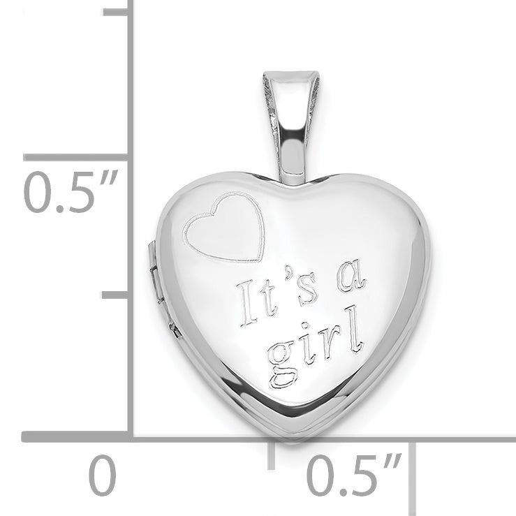 Sterling Silver It's A Girl 12mm Heart Locket