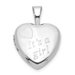 Sterling Silver It's A Girl 12mm Heart Locket