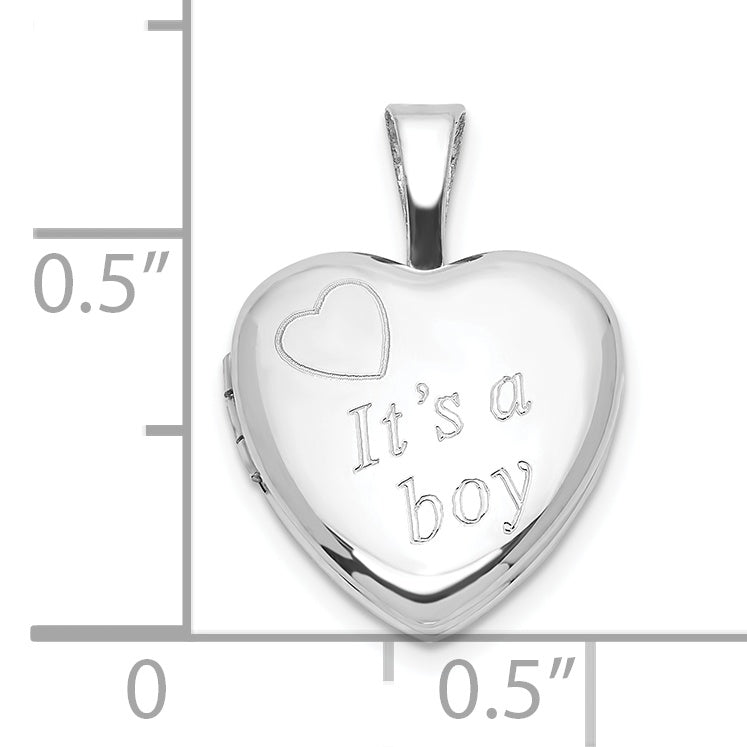 Sterling Silver It's A Boy 12mm Heart Locket