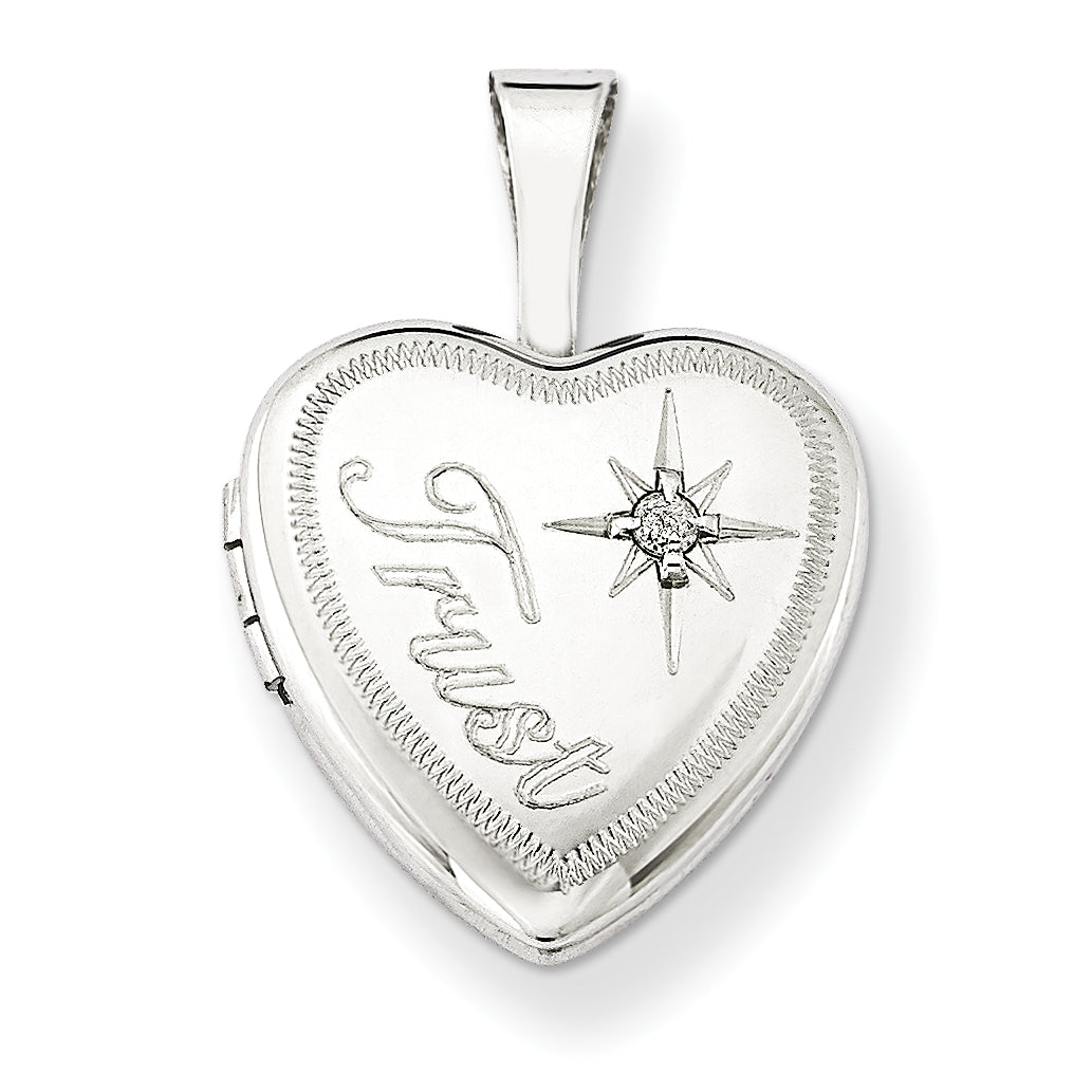 Sterling Silver & Diamond Trust 12mm Heart Locket