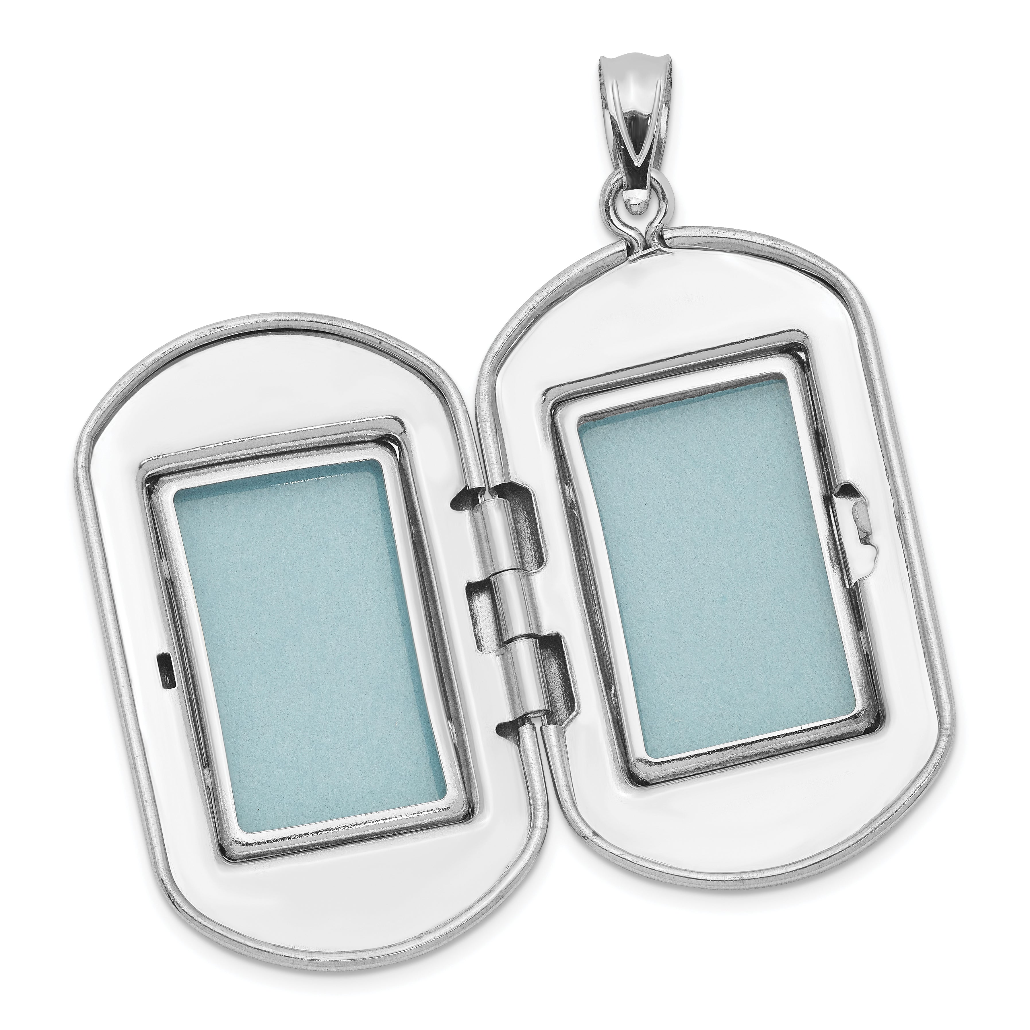 Sterling Silver Rhodium-plated Cross Rectangular Locket