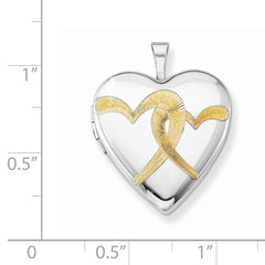 Sterling Silver Rhodium-plated Gold-plated Linked Hearts 20mm Heart Locket