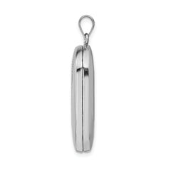 Sterling Silver Rhodium-plated 30mm Footprints Rectangular Locket