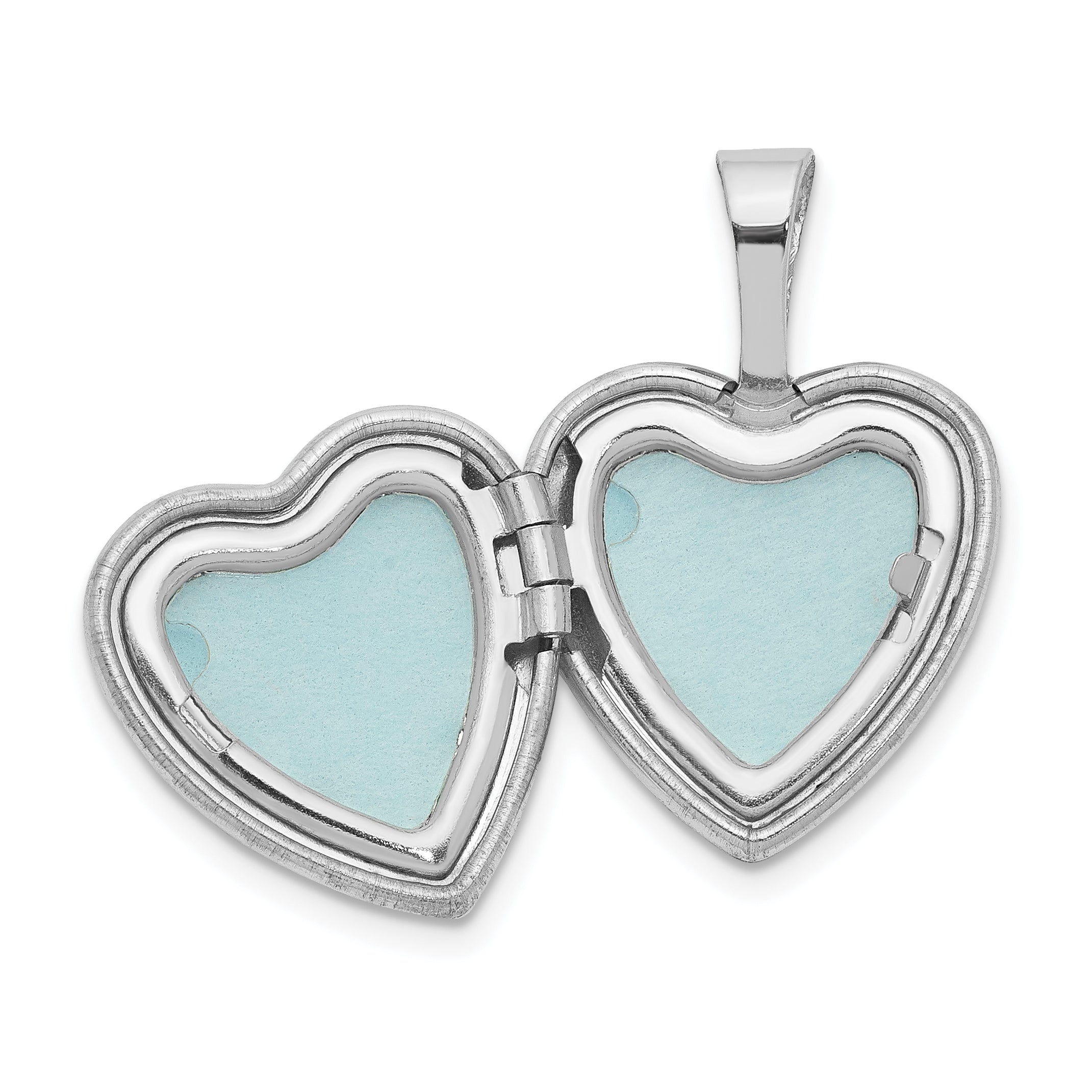 Sterling Silver Rhodium-plated Cross With  Enamel Flowers 12mm Heart Locket