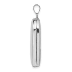 Sterling Silver Rhodium-plated Polished Rectangular Locket