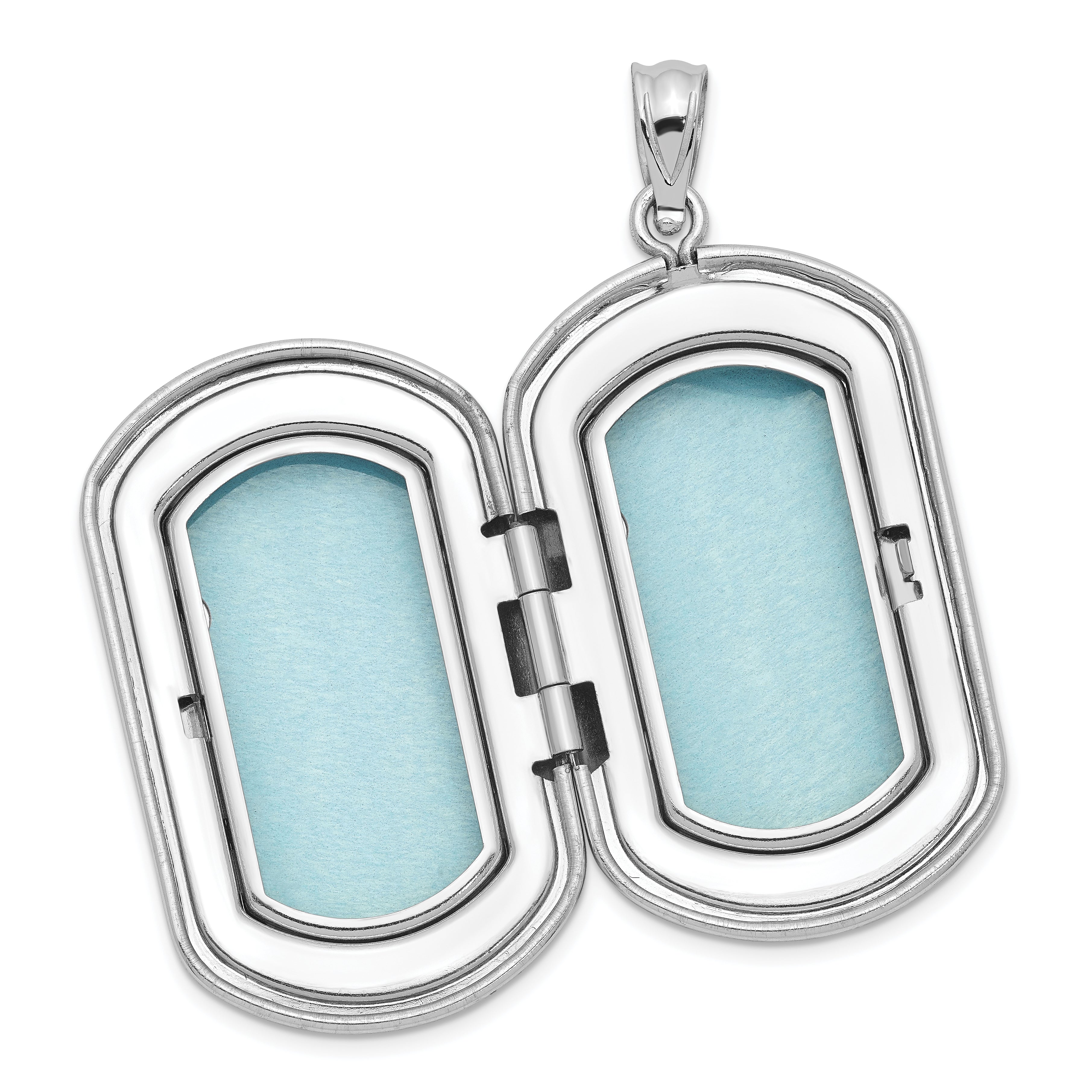 Sterling Silver Rhodium-plated Polished Rectangular Locket