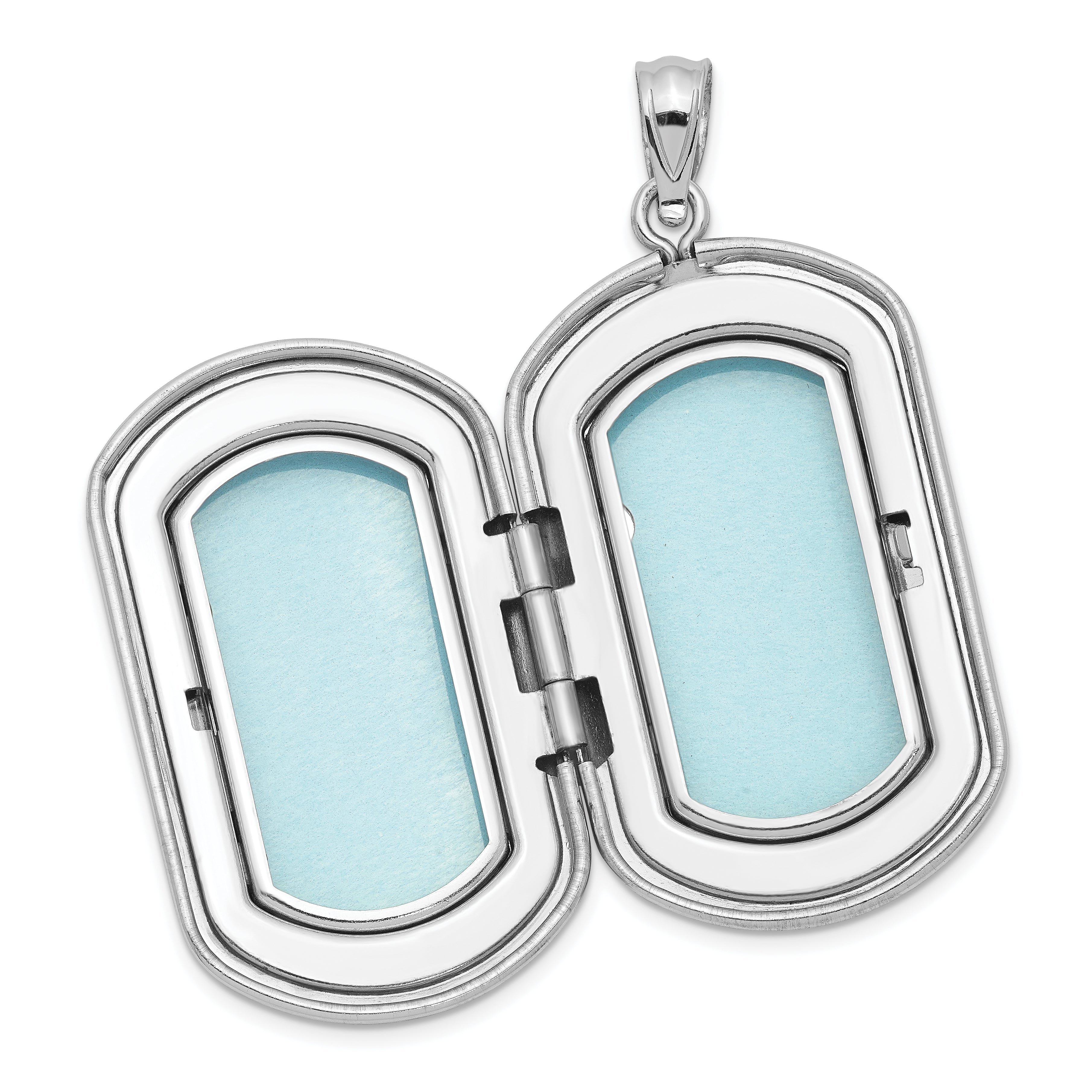 Sterling Silver Rhodium-plated Celtic Border Rectangular Locket