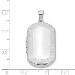 Sterling Silver Rhodium-plated Celtic Border Rectangular Locket