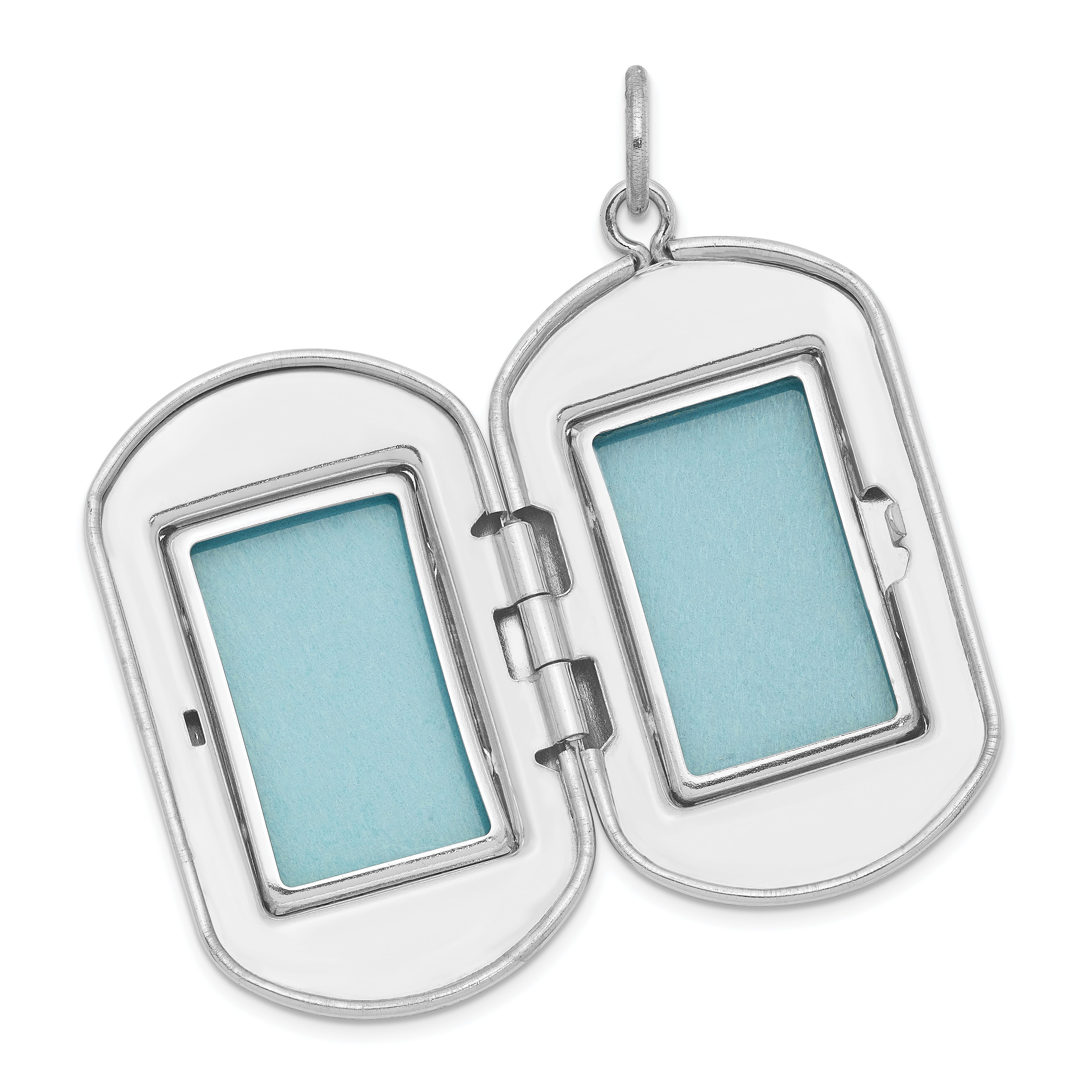 Sterling Silver Rhodium-plated Greek Key Border Rectangular Locket