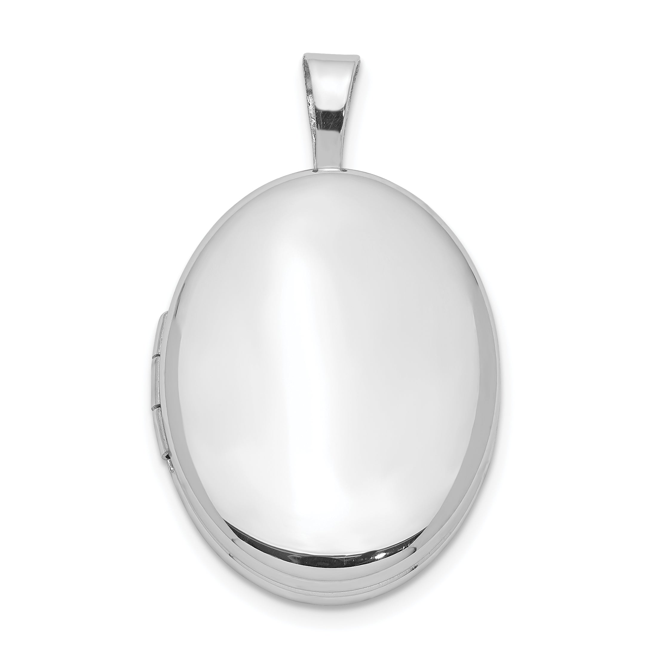 Sterling Silver Rhodium-plated 20mm Polished Oval Locket