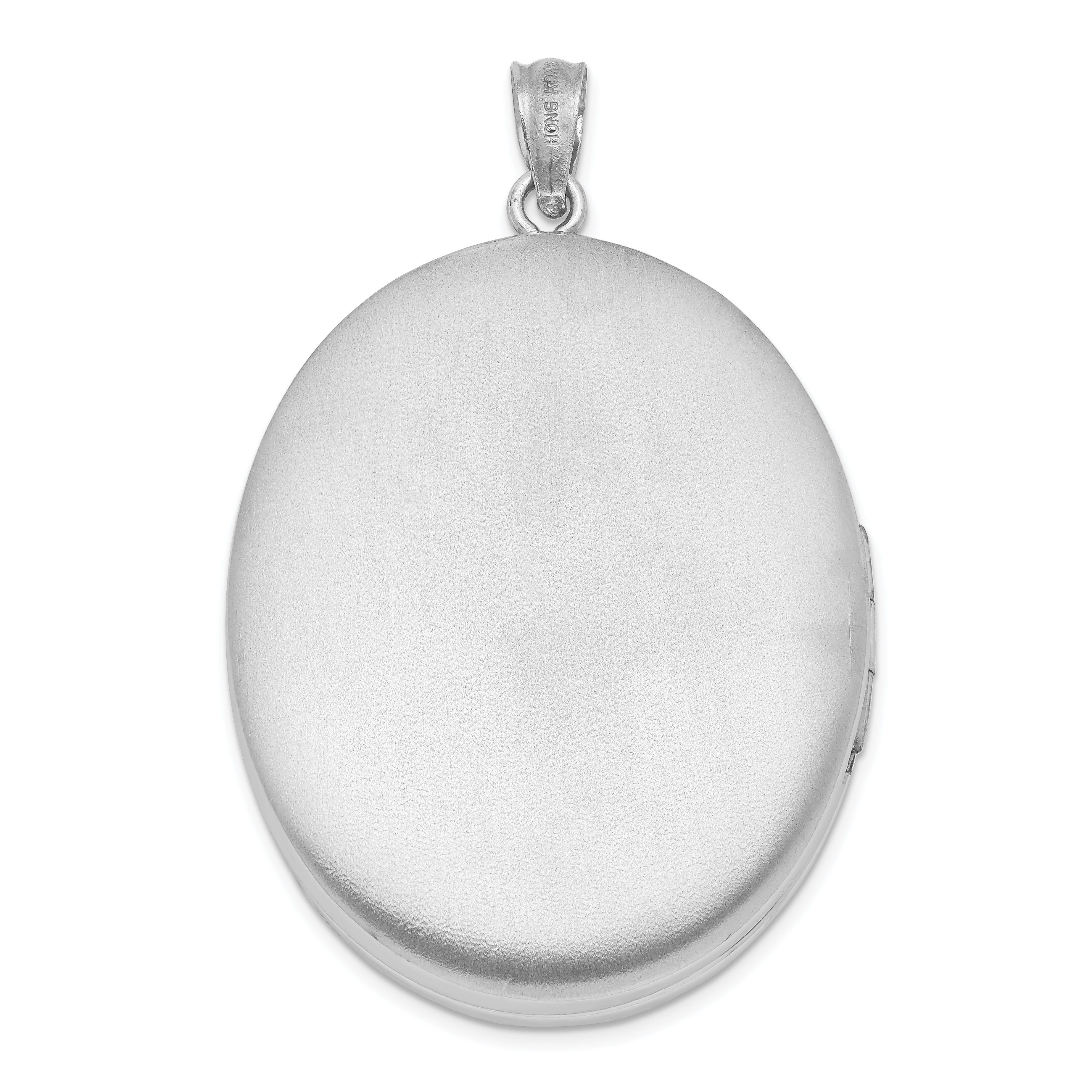 Sterling Silver Rhodium-plated & Diamond Polished 34mm Oval Locket