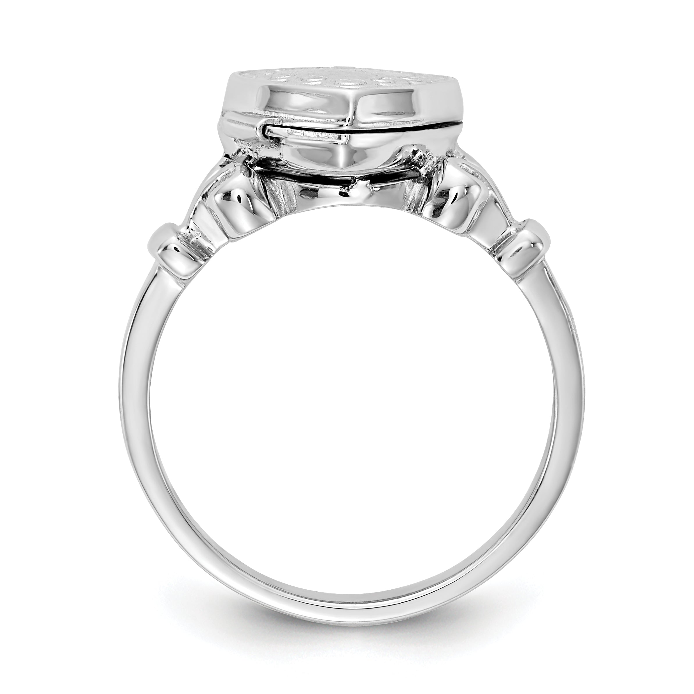 Sterling Silver Rhodium-plated 10mm Locket Ring