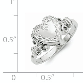 Sterling Silver Rhodium-plated 10mm Locket Ring