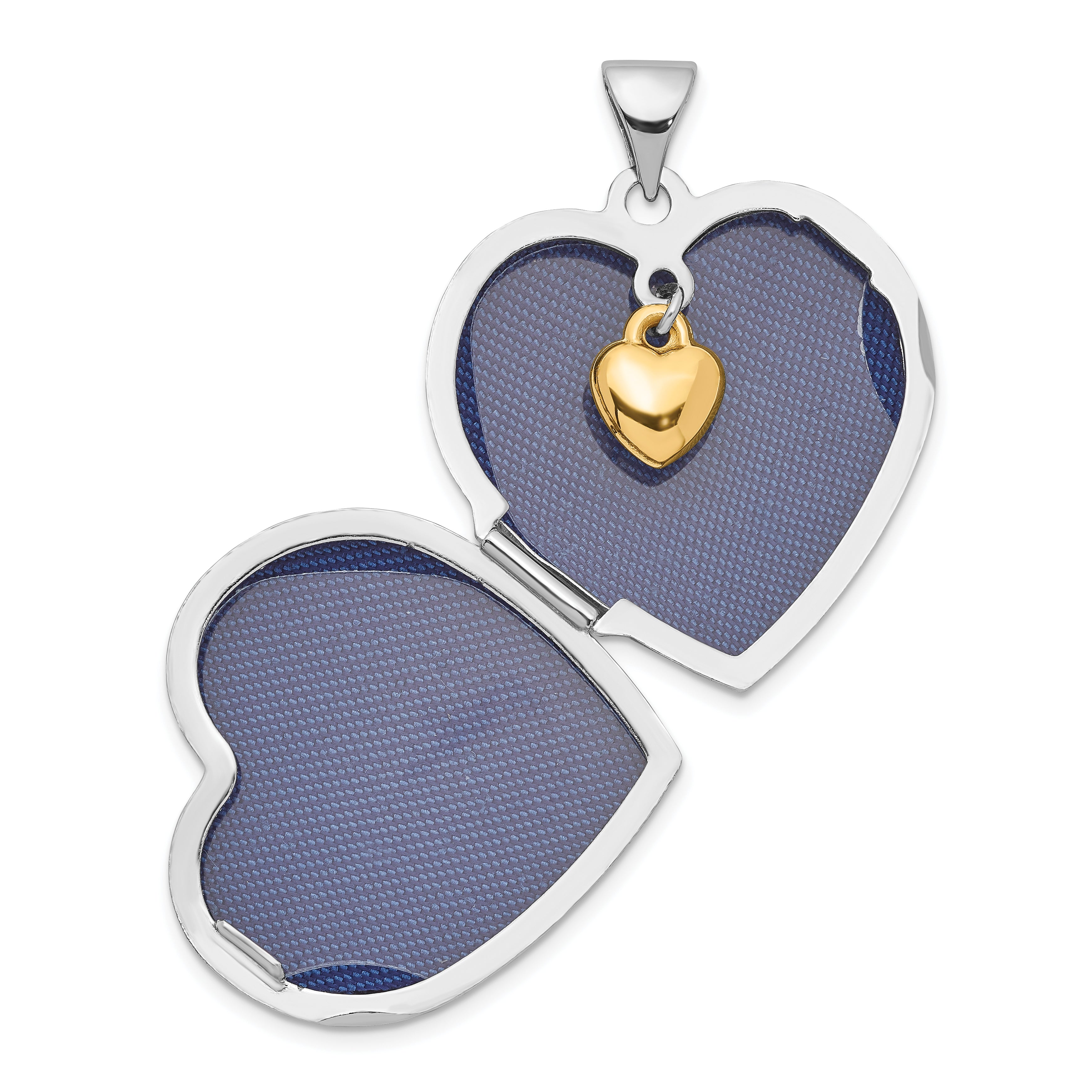 Sterling Silver Rhod-plated & Gold-tone Always In My Heart Dia Heart Locket