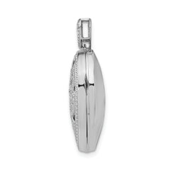 Sterling Silver Rhodium-plated 24mm With  Diamond Vintage Heart Locket