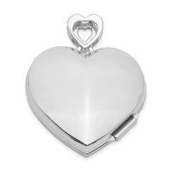 Sterling Silver Rhodium-plated 24mm With  Diamond Vintage Heart Locket