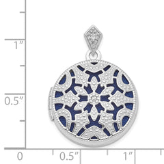 Sterling Silver Rhodium-plated 20mm Round With Diamond Vintage Locket