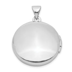 Sterling Silver Rhodium-plated 20mm Round Leaf Floral Locket