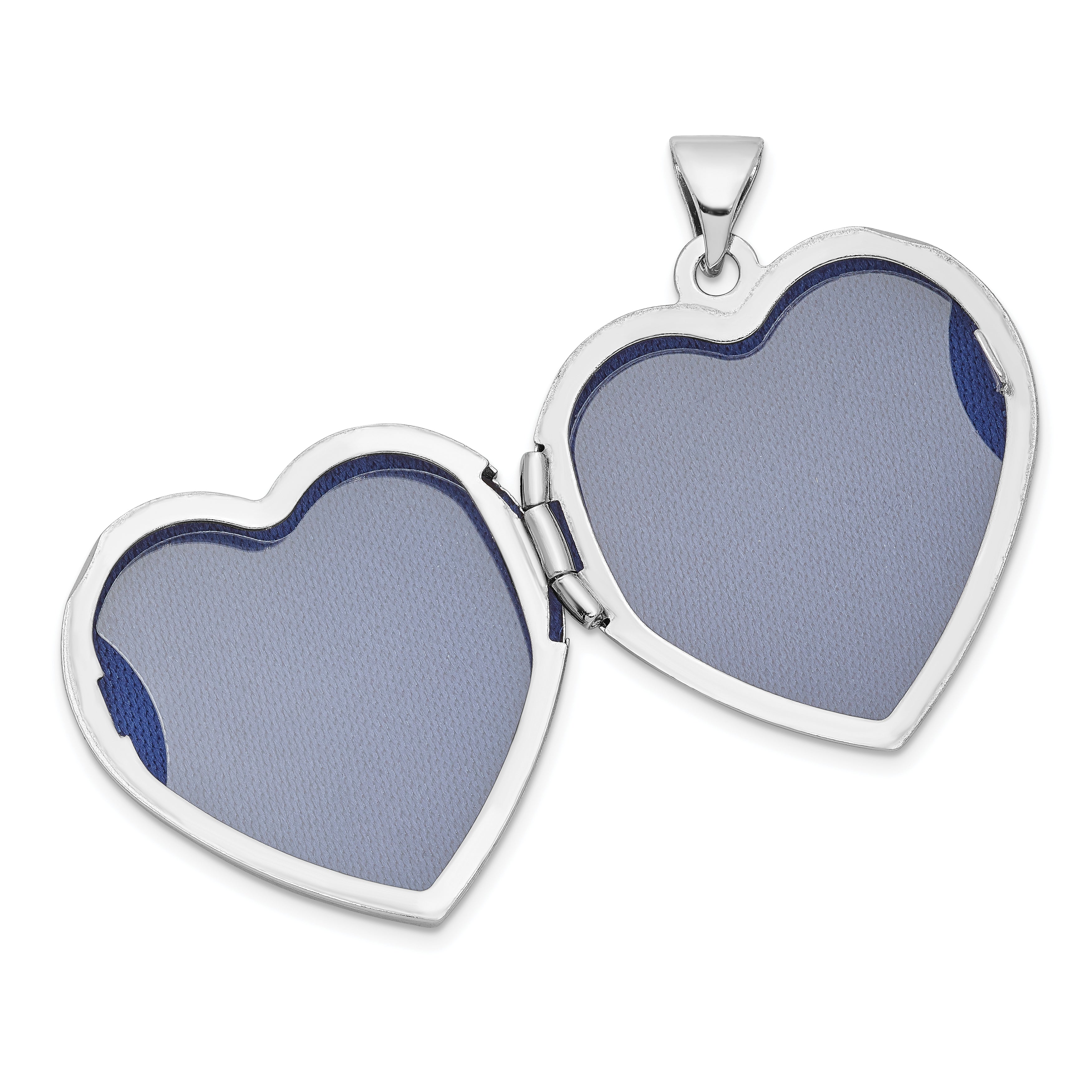 Sterling Silver Rhodium-plated 21mm Textured Heart Locket