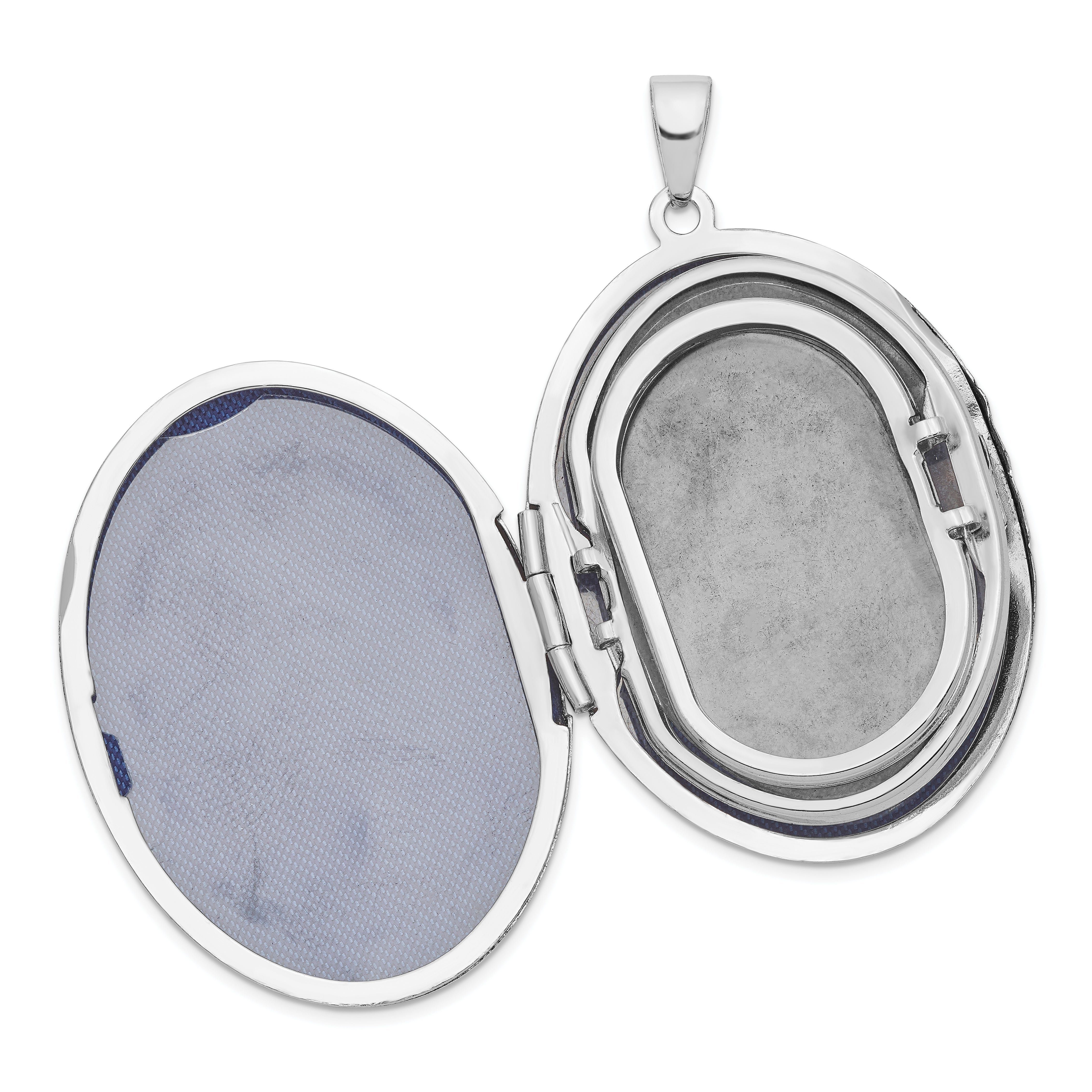 Sterling Silver Rhodium-plated Scroll Design Oval 6-Frame Family Locket