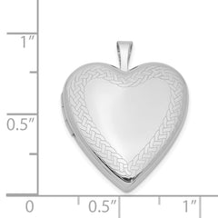 Sterling Silver Rhodium-plated Braided Edge Heart Locket